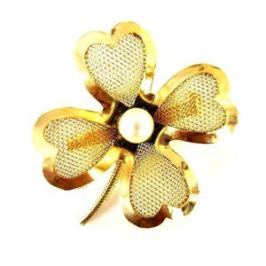Vintage Signed Coro Four Leaf Clover Pin